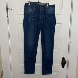 Demeanor two button Heavy Denim Fitted Dark Blue Womens Jeans 9